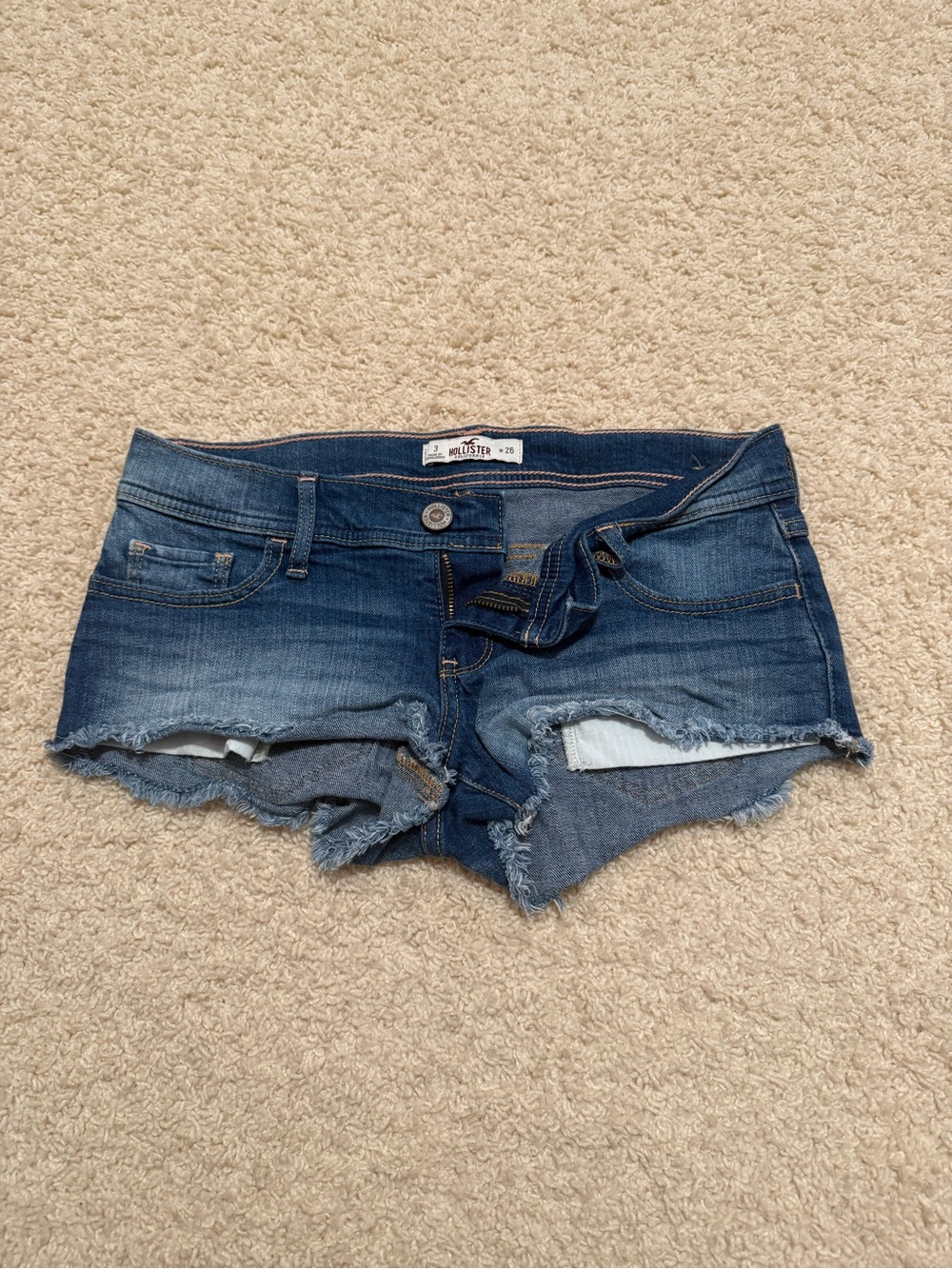 Hollister Women's Dark Wash Frayed Denim Cutoff Shorts